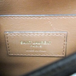 Saint Laurent Monogram Women's Leather,PVC Shoulder Bag Dark Brown