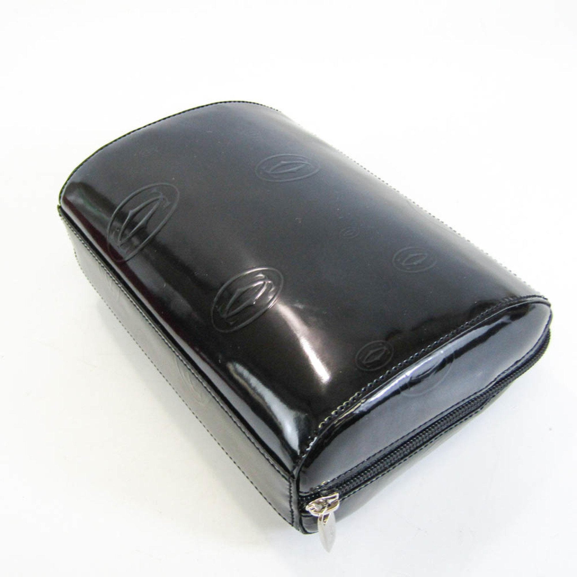 Cartier Happy Birthday L3000490 Women's Patent Leather Pouch Black