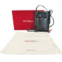 Salvatore Ferragamo Smartphone Pouch JP220293 Women's Leather Shoulder Bag Black