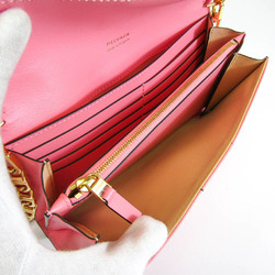 Delvaux Women's Leather Chain/Shoulder Wallet Pink