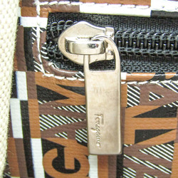 Salvatore Ferragamo AU-21 A084 Women's PVC,Leather Tote Bag Black,Brown,Multi-color