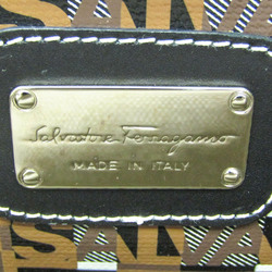 Salvatore Ferragamo AU-21 A084 Women's PVC,Leather Tote Bag Black,Brown,Multi-color