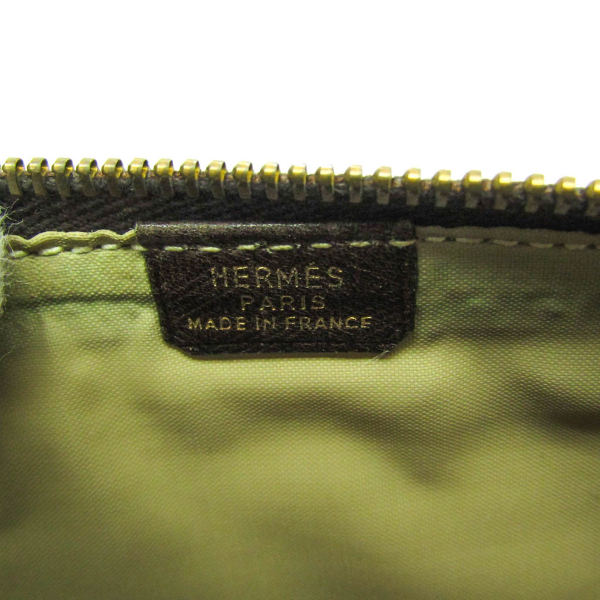 Hermes Men's Leather Clutch Bag Dark Brown