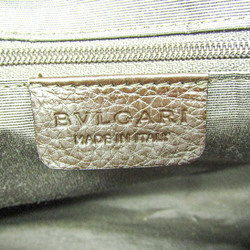 Bvlgari Logomania Maxilettare Women's Canvas,Leather Handbag Dark Brown