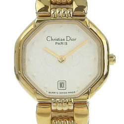 Christian Dior Watch 48.153 Gold Plated Swiss Made Quartz Analog Display White Dial Ladies