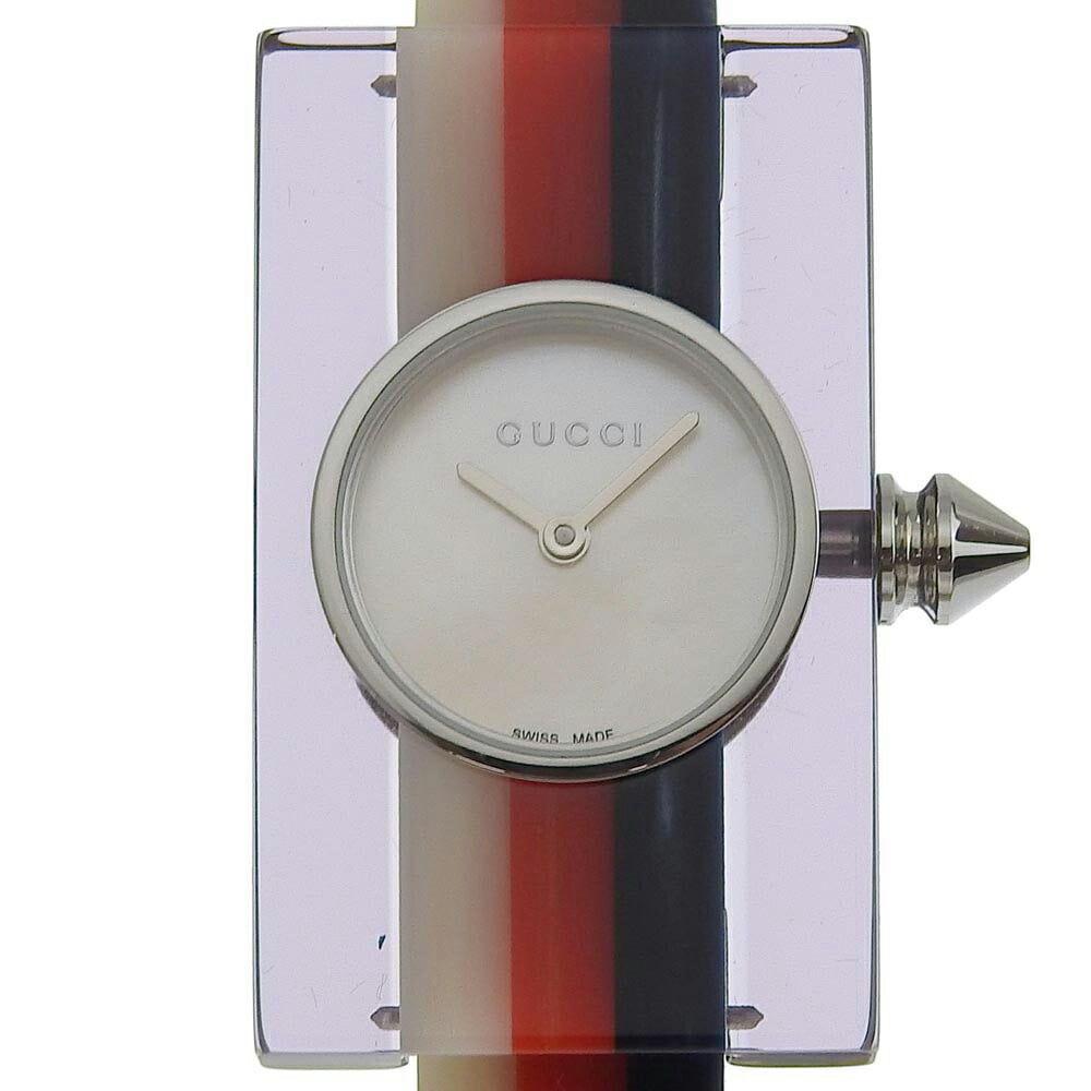 GUCCI Vintage Web Watch Bangle 143.5 Stainless Steel x Plastic Swiss Made  White/Red/Navy Quartz Analog Display Silver Shell Dial web Ladies | eLADY 