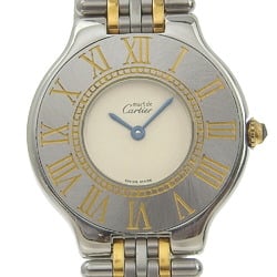 Cartier CARTIER Must21 Watch Vantien LM W10050F4 Stainless Steel x YG Swiss Made Silver/Gold Quartz Analog Display Ivory Dial Ladies