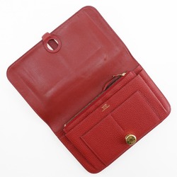 HERMES Dogon Long Wallet Togo Made in France 2012 Red/Gold Hardware □P Belt Ladies