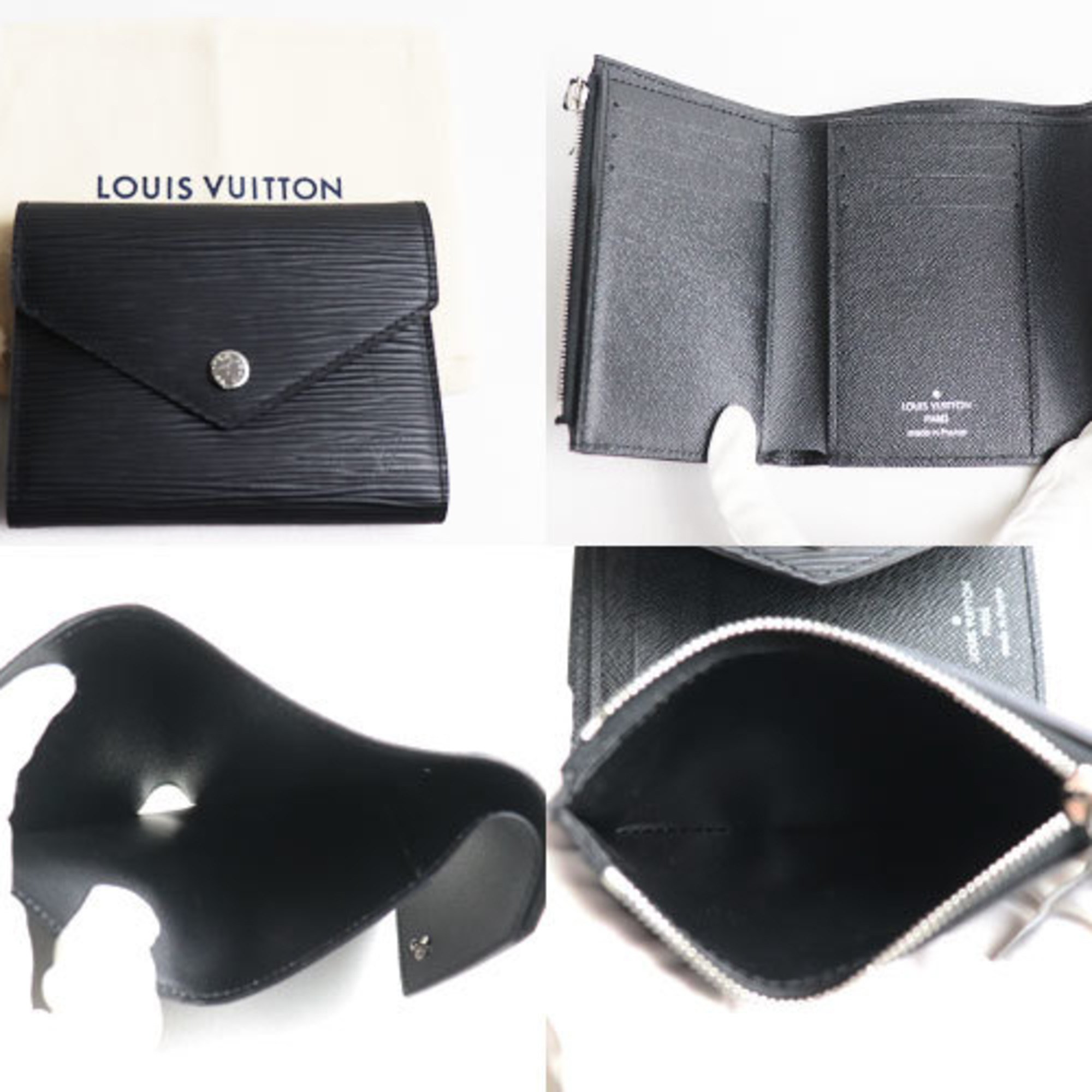 LOUIS VUITTON Portefeuil Victorine Trifold Wallet Epi Black M62173 SP3179