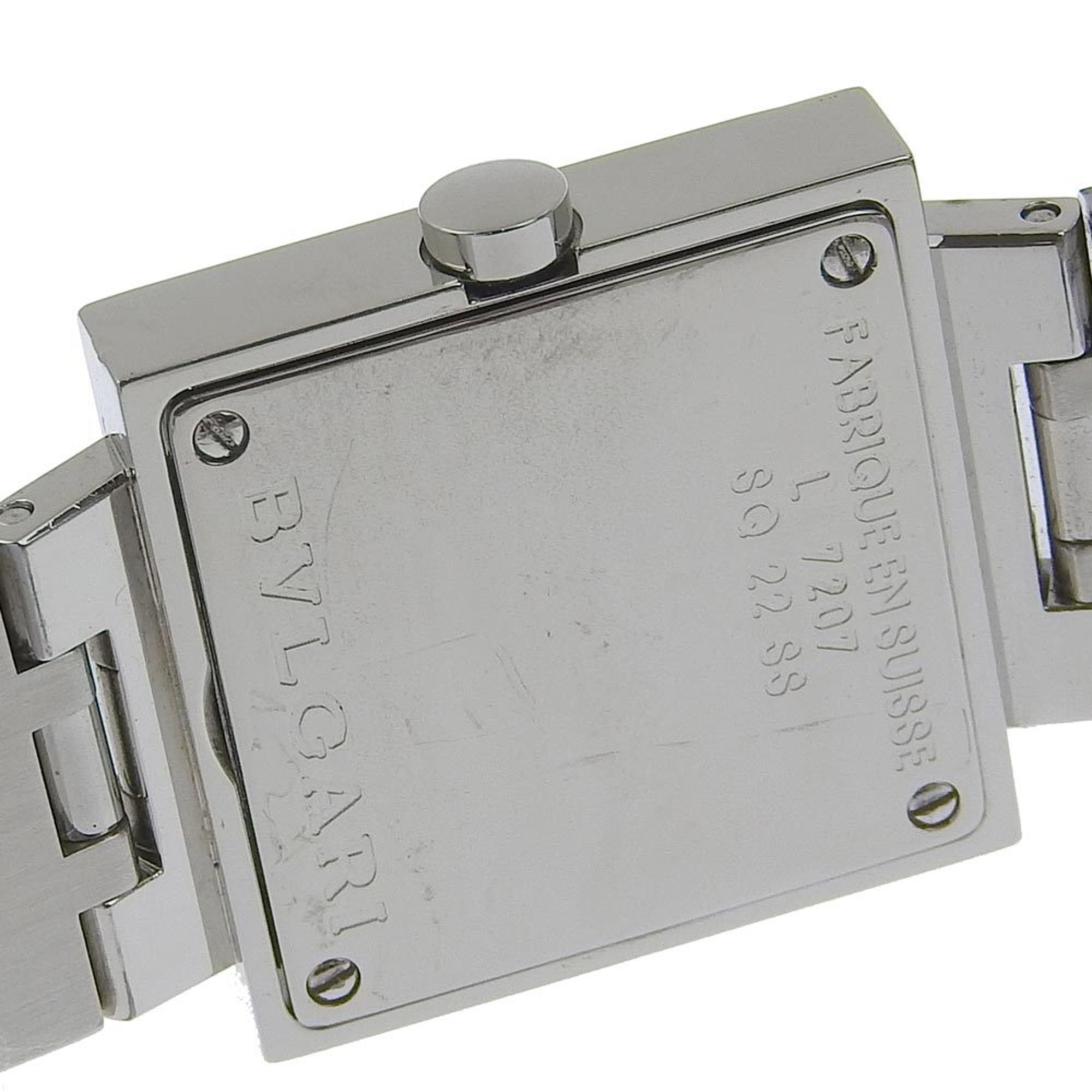 Bulgari BVLGARI Quadlard Watch SQ22SS Stainless Steel Swiss Made Silver Quartz Analog Display Black Dial Ladies