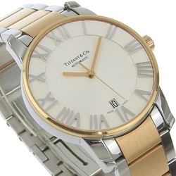 Tiffany TIFFANY&Co. Atlas Dome Watch Combi Date Z1800.68.13A21A00A Stainless Steel x K18 Pink Gold Swiss Made Silver/Gold Automatic Winding White Dial Men's