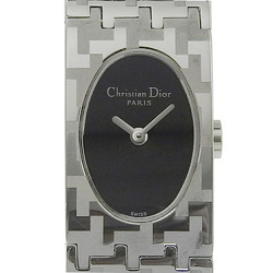 Dior Miss Watch D70-100 Stainless Steel Swiss Made Silver Quartz Analog Display Black Dial Ladies