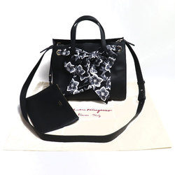 Salvatore Ferragamo 2-way shoulder bag black RG-21 G913 with scarf floral pattern ladies
