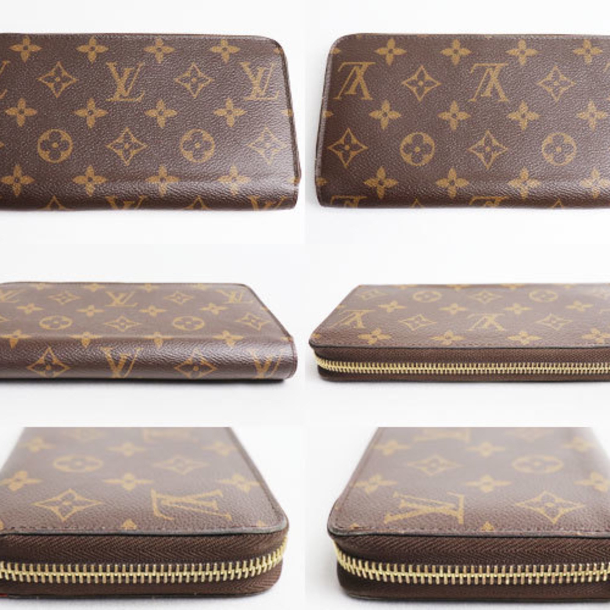 LOUIS VUITTON Zippy Wallet Long Round Zipper Monogram Monogram/Coquelico Brown M41896 Unisex