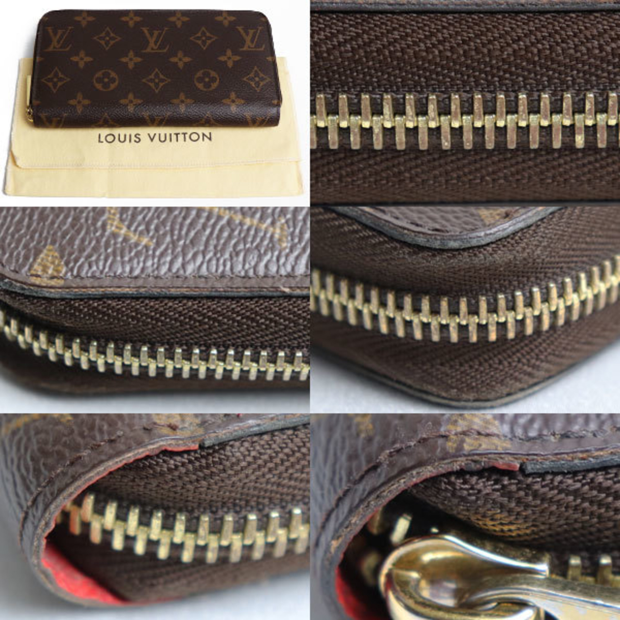 LOUIS VUITTON Zippy Wallet Long Round Zipper Monogram Monogram/Coquelico Brown M41896 Unisex