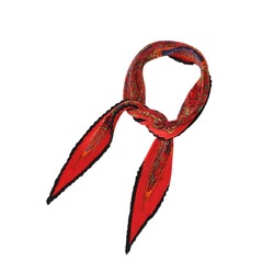 HERMES Pleated Scarf Silk Hermes Red