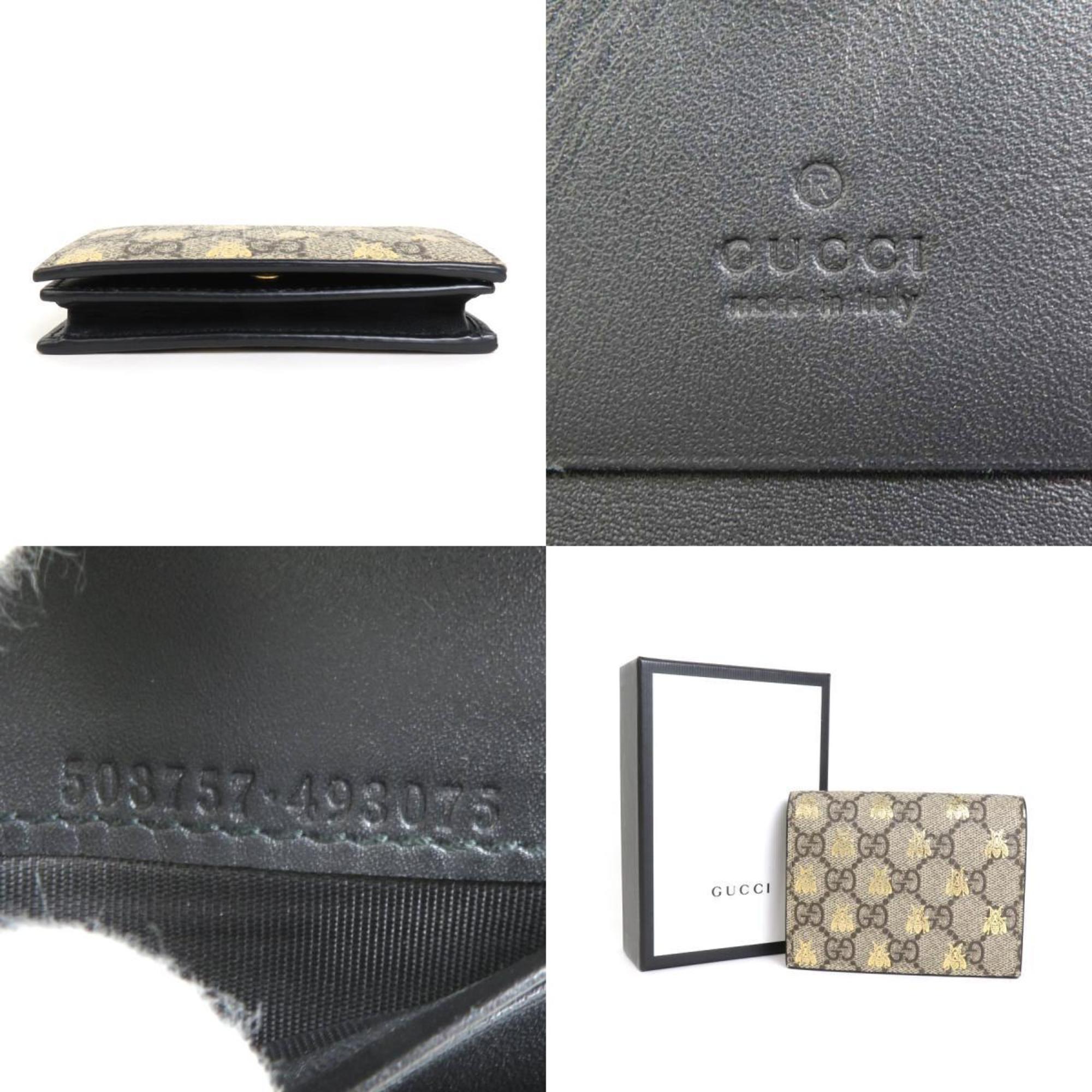 GUCCI Bifold Wallet GG Supreme Canvas Brown Unisex 508757