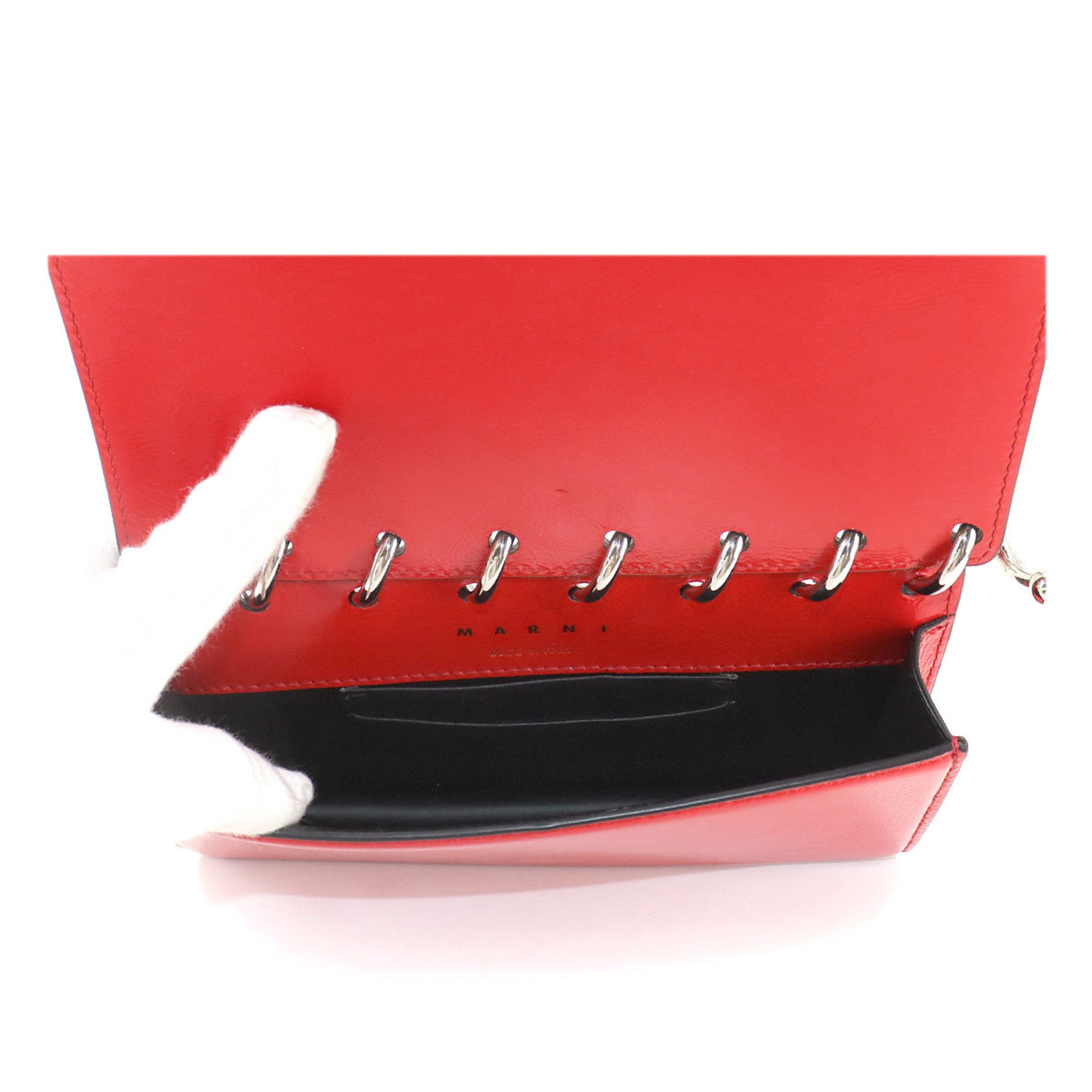 Marni MARNI 2way clutch shoulder bag enamel red silver gold metal fittings Clutch Bag