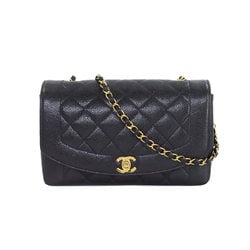 CHANEL Diana Matelasse 25 Chain Shoulder Bag Caviar Skin Black A01165 Vintage
