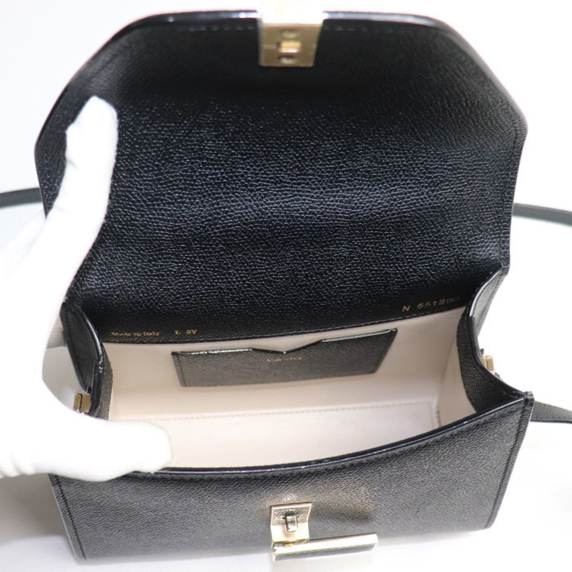 Valextra Iside Micro 2Way Shoulder Bag Black WBES0022028LOC99 Women's