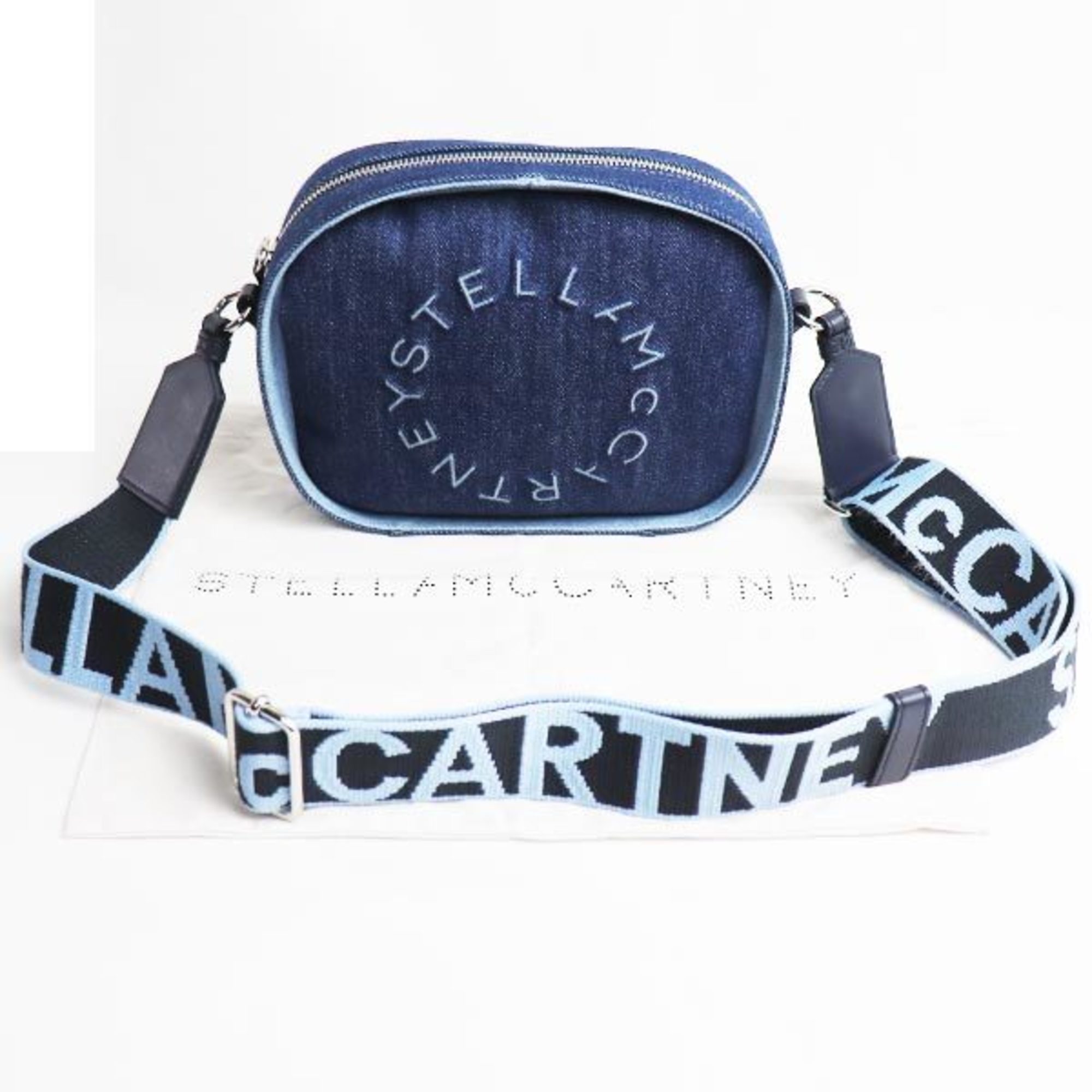 Stella McCartney Logo Shoulder Bag Blue 700266 WP0010 Women's