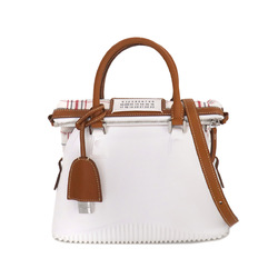 Maison Margiela 5AC Mini 2way Hand Shoulder Bag Rubber Leather White Brown SB3WG0009