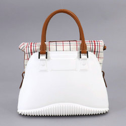 Maison Margiela 5AC Mini 2way Hand Shoulder Bag Rubber Leather White Brown SB3WG0009