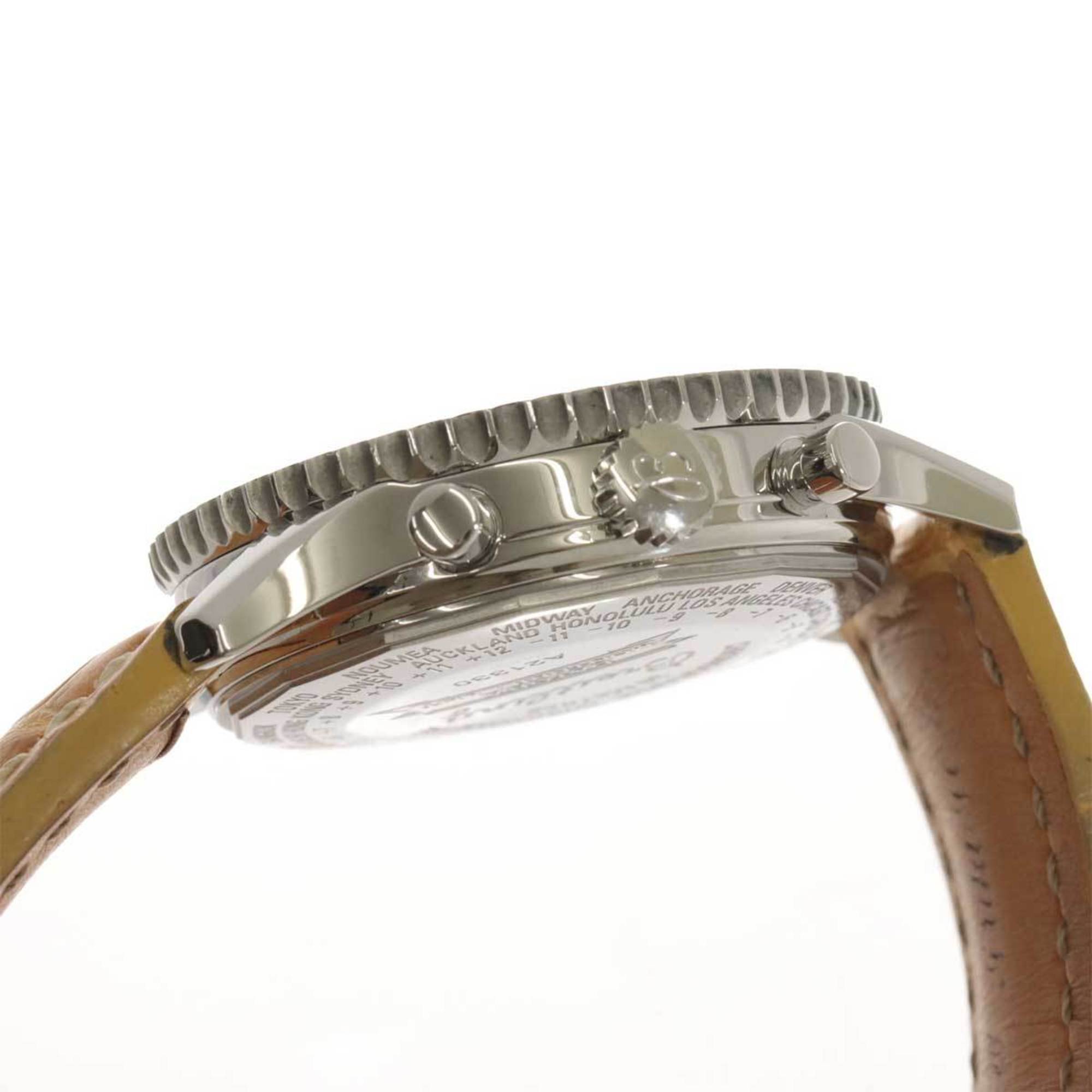 Breitling Navitimer Montbrilland Datra A21330 Chronograph Men's Watch Triple Calendar Silver Dial Automatic Winding