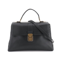 Bottega Veneta BOTTEGA VENETA Piazza Medium 2way Hand Shoulder Bag Leather Black 498993