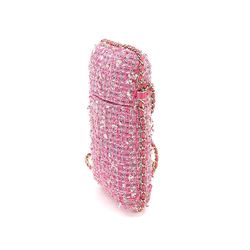 CHANEL Matelasse Chain Phone Holder Shoulder Bag Tweed Leather Pink A94471