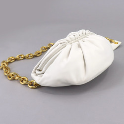 BOTTEGA VENETA The Chain Pouch Body Bag Leather White 651445 Gold Hardware