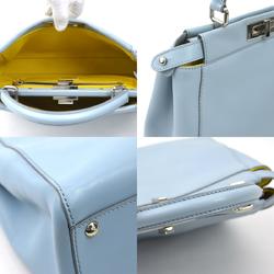 FENDI Handbag Shoulder Bag Peekaboo Leather Light Blue Silver Ladies