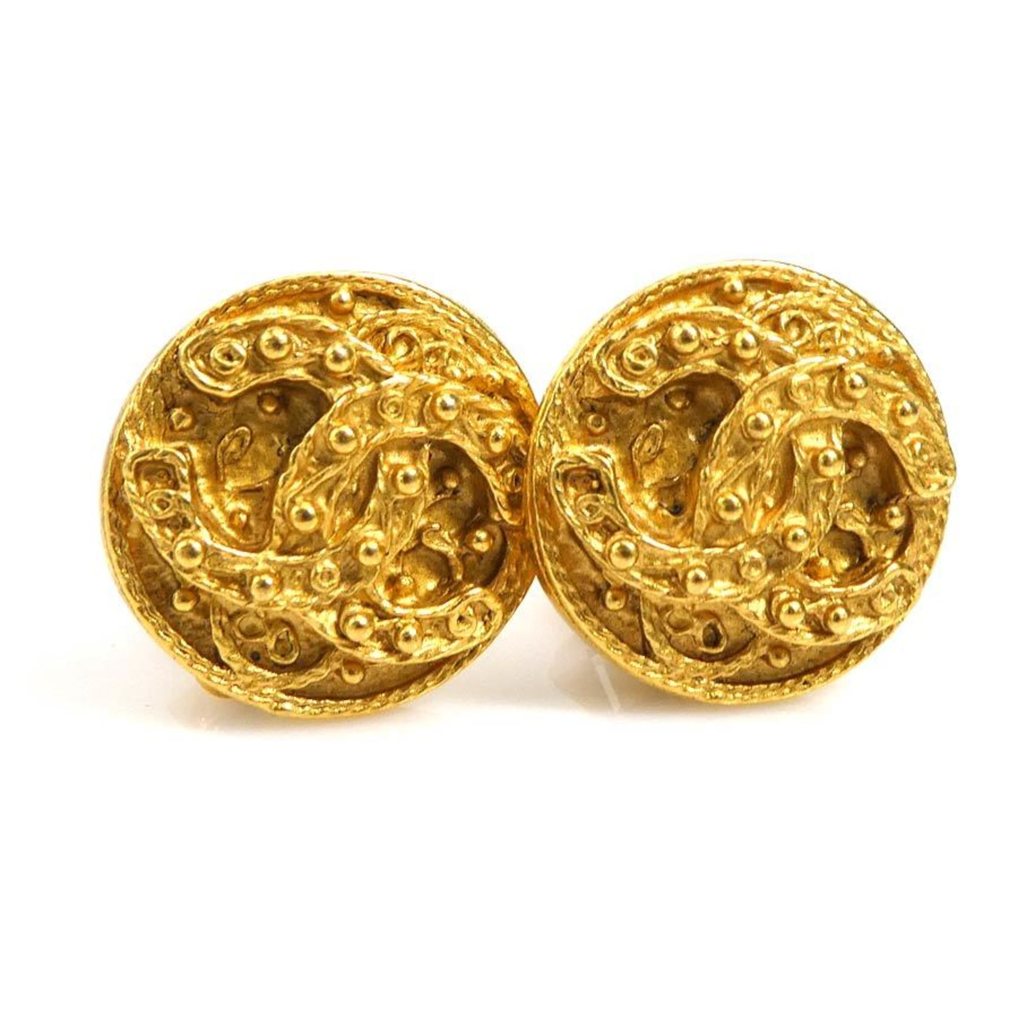 CHANEL earrings here mark metal gold ladies