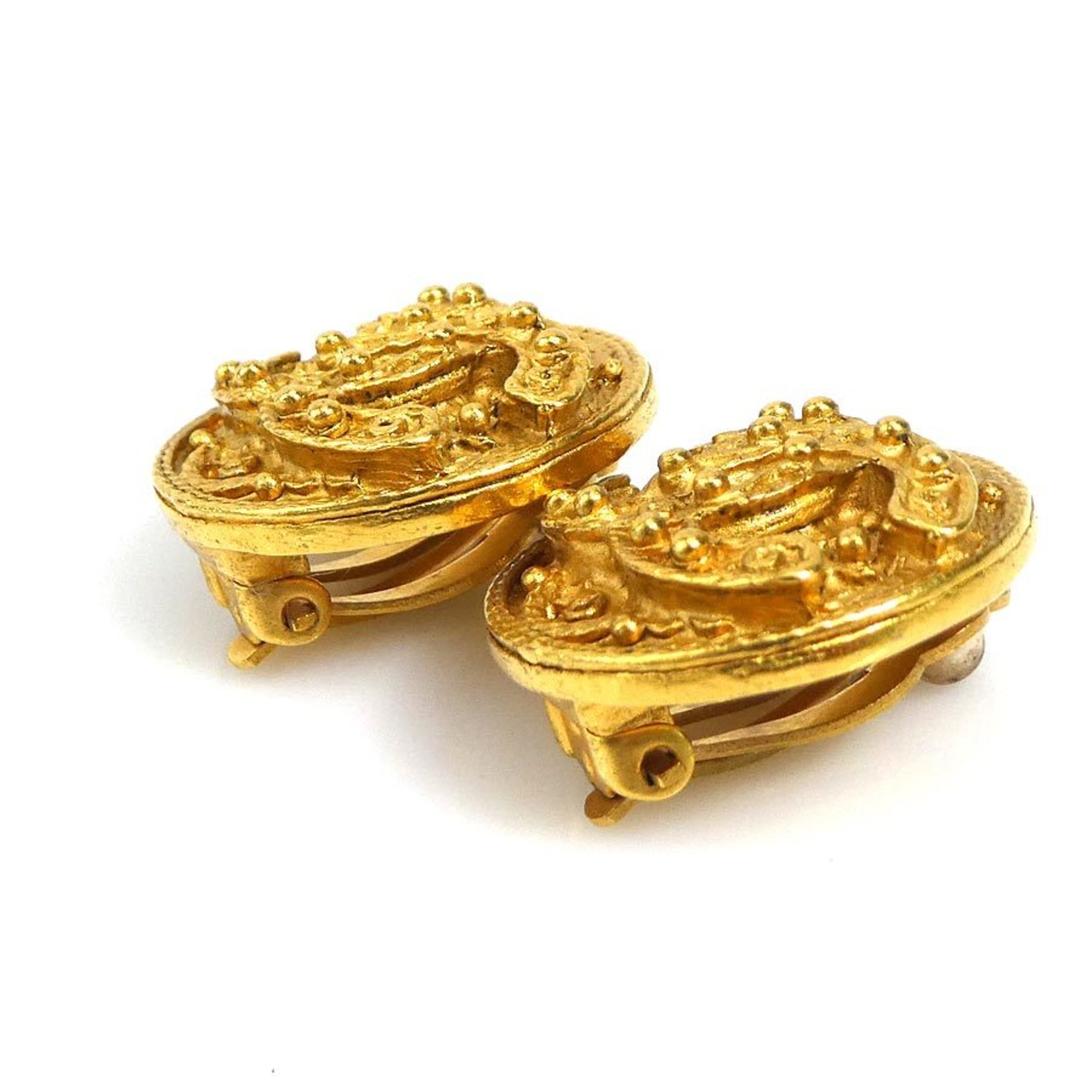 CHANEL earrings here mark metal gold ladies