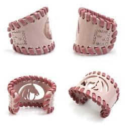 FENDI Bangle Bracelet Plastic/Leather Pink Beige Ladies