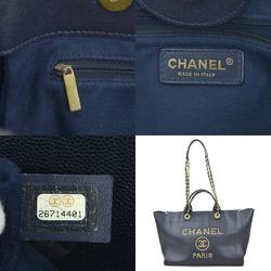 CHANEL Handbag Shoulder Bag Deauville Leather/Metal Navy/Gold Ladies