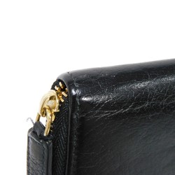 BVLGARI Coin Case Compact Zip Wallet Logo Embossed Round Zipper Purse Sotirio Black 33852 Men's