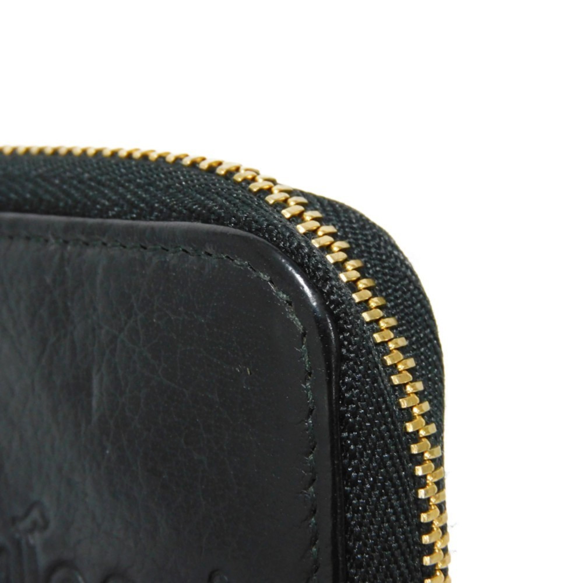 BVLGARI Coin Case Compact Zip Wallet Logo Embossed Round Zipper Purse Sotirio Black 33852 Men's