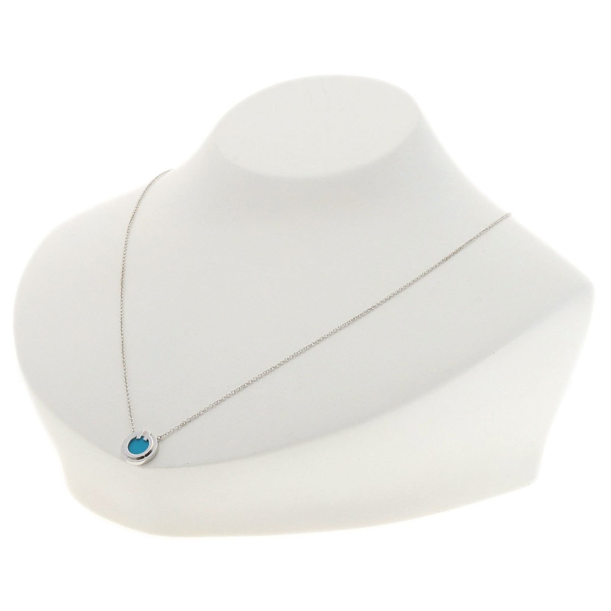 Tiffany T TWO Turquoise Circle 2022 Limited Necklace K18 White Gold Women's TIFFANY&Co.