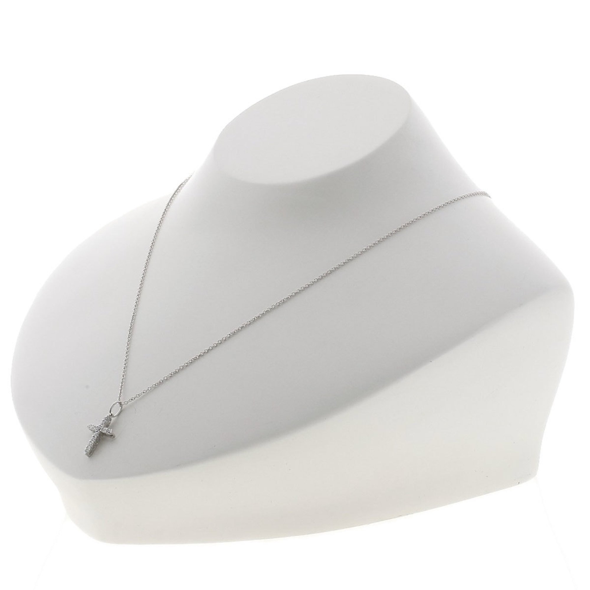 Tiffany Small Cross Diamond Necklace K18 White Gold/PT950 Women's TIFFANY&Co.