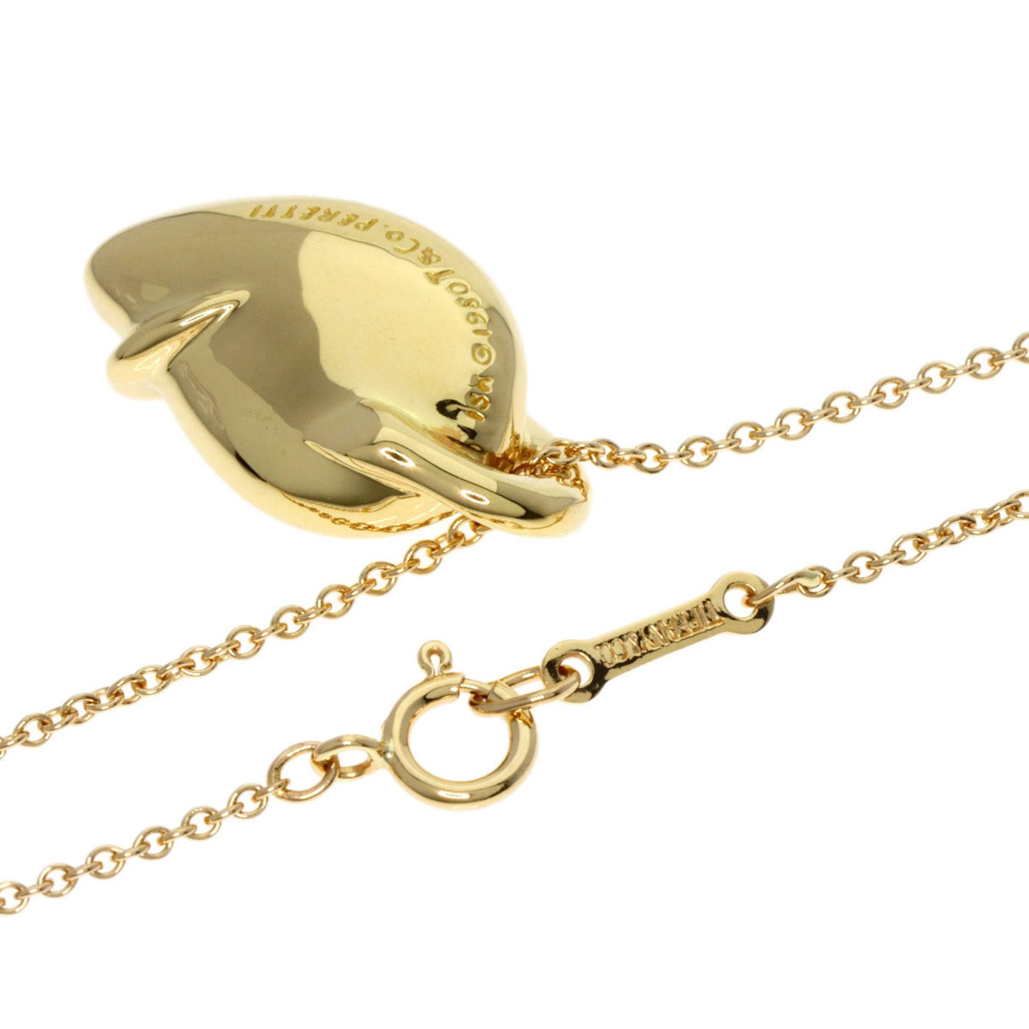 Tiffany Elsa Peretti Leaf Necklace K18 Yellow Gold Women's TIFFANY&Co.