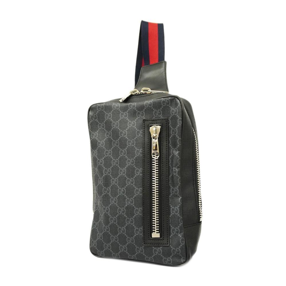 Gucci Body Bag Gg Supreme Sherry Line Pvc Black Silver Hardware Men S Elady Globazone