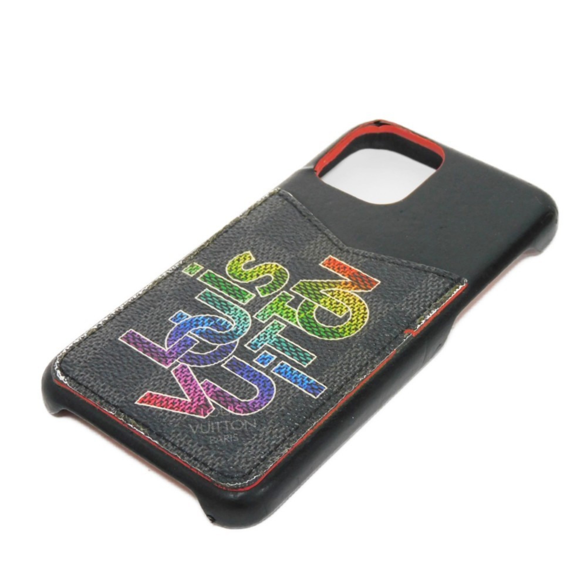 LOUIS VUITTON Smartphone Case iPhone Bumper 11 PRO Virgil Abloh Multicolor Damier Graphite Rainbow iPhone11Pro M69429 Men's
