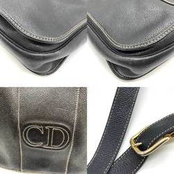 Christian Dior Bag Shoulder Black Flap CD Women's Men's Leather ChristianDior