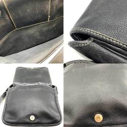 Christian Dior Bag Shoulder Black Flap CD Women's Men's Leather ChristianDior