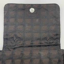 CHANEL Waist Pouch New Line Dark Brown Nylon Jacquard Bag Ladies Black