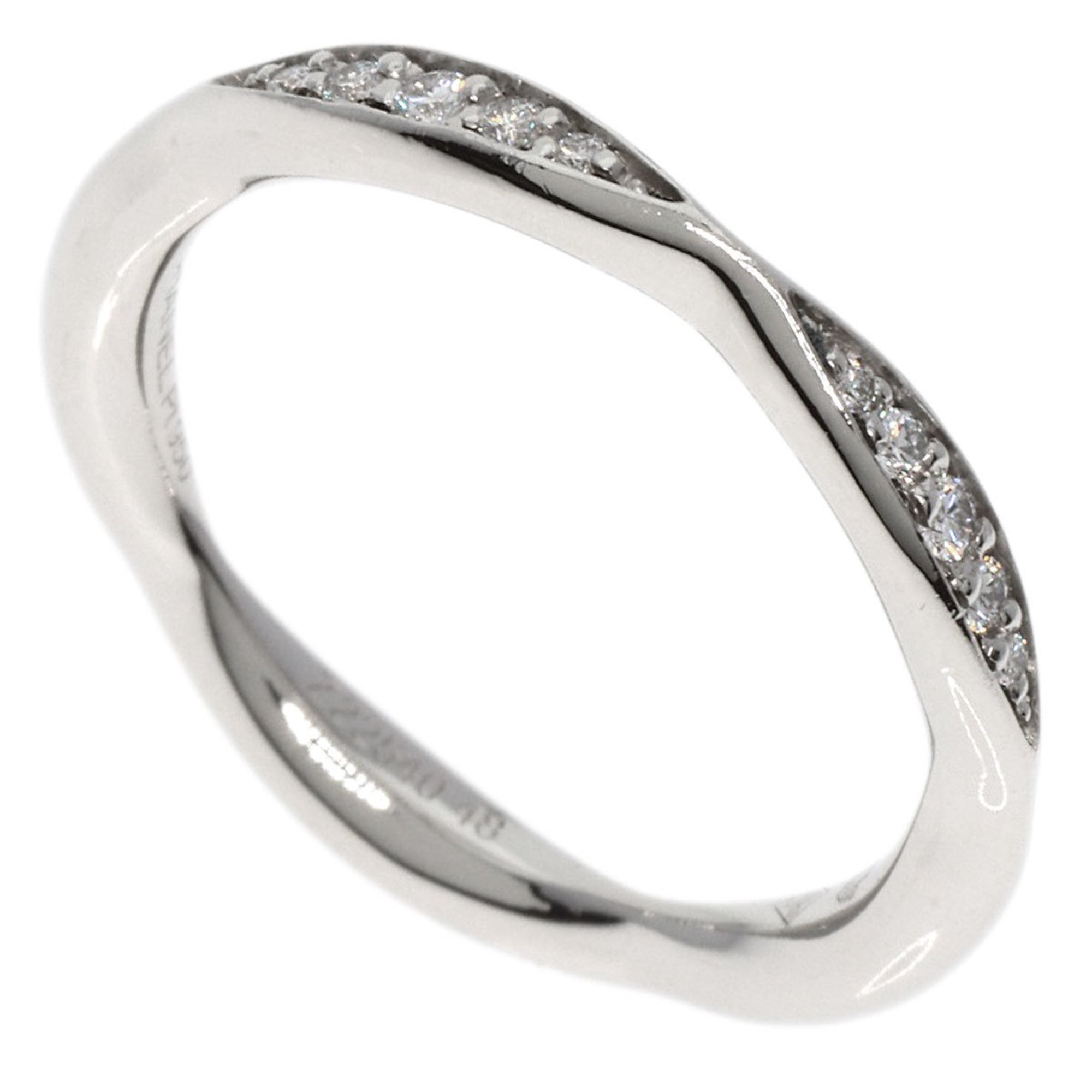 CHANEL Camellia Half Eternity #48 Ring Platinum PT950 Women's