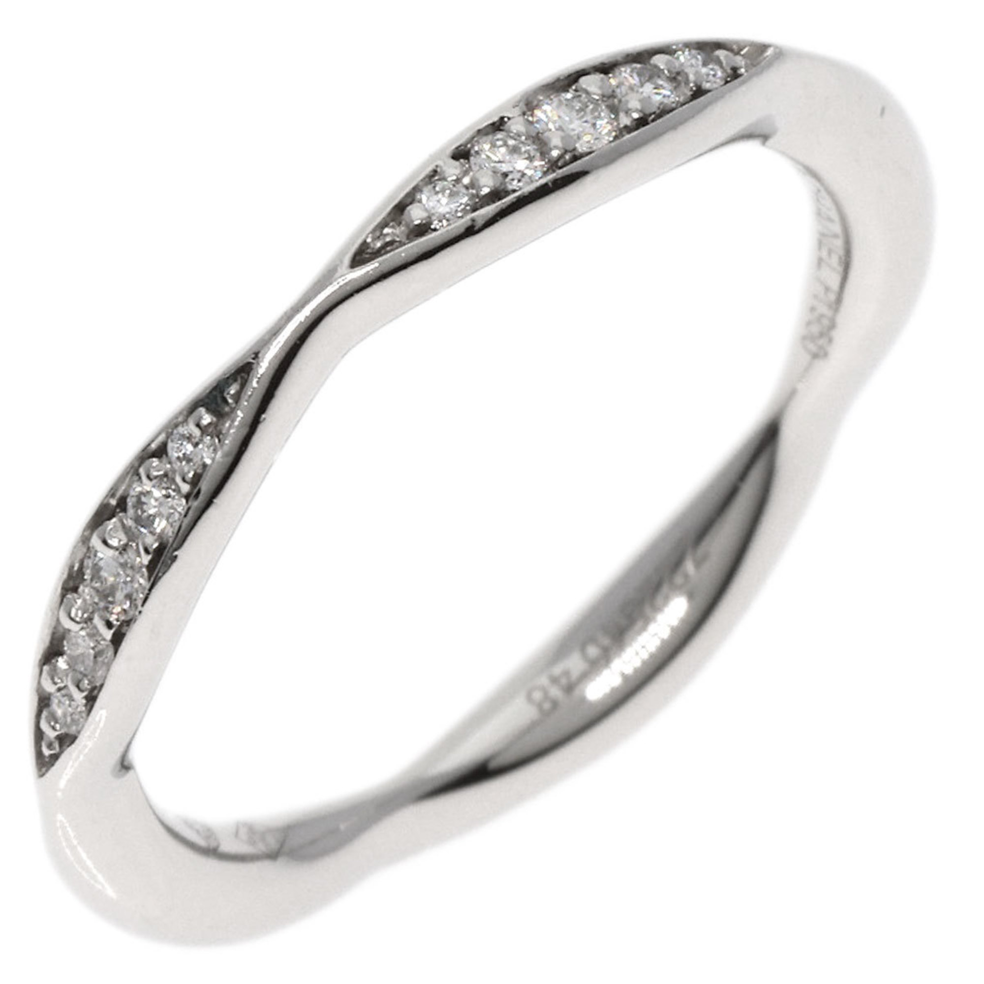 CHANEL Camellia Half Eternity #48 Ring Platinum PT950 Women's