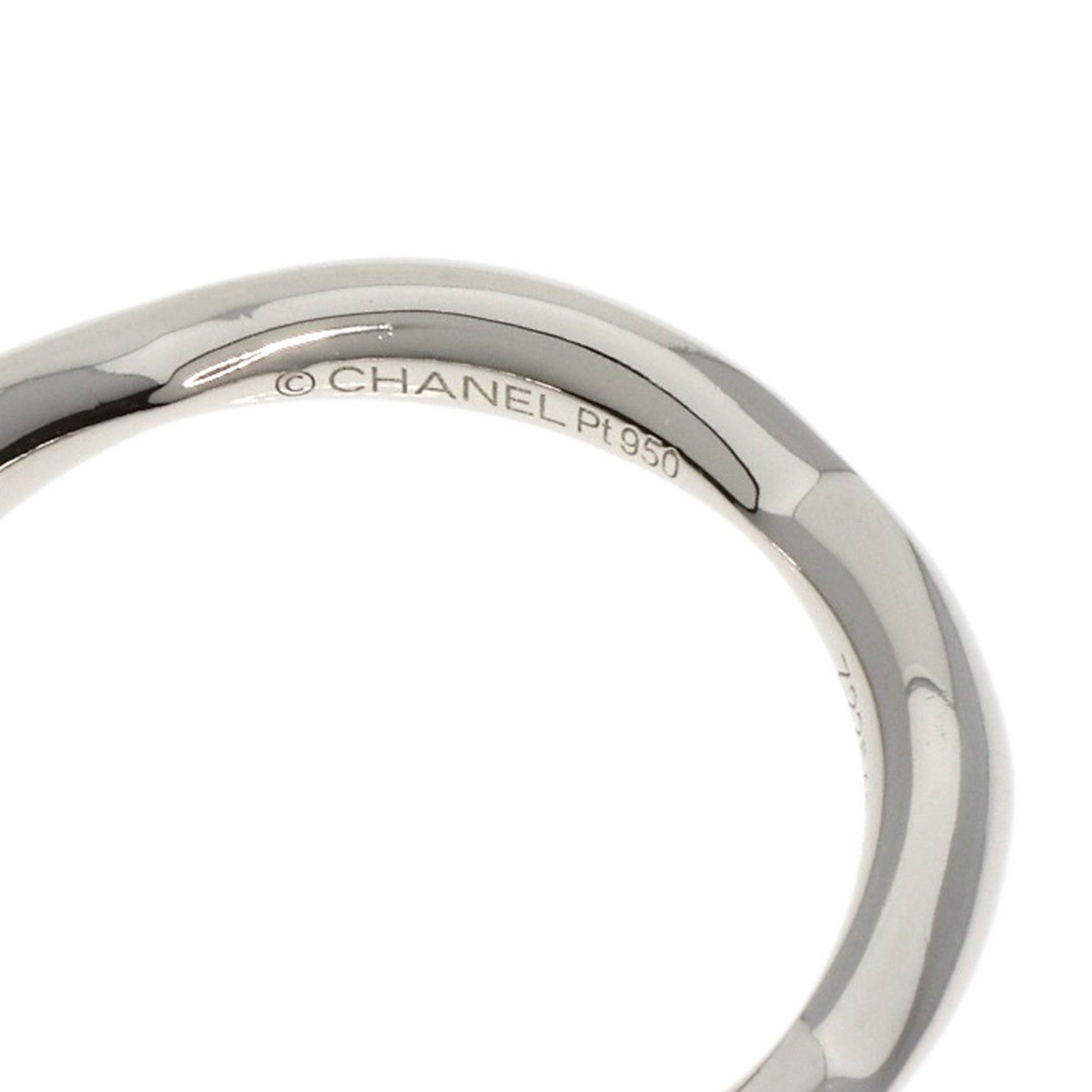 CHANEL Camellia Half Eternity #48 Ring Platinum PT950 Women's