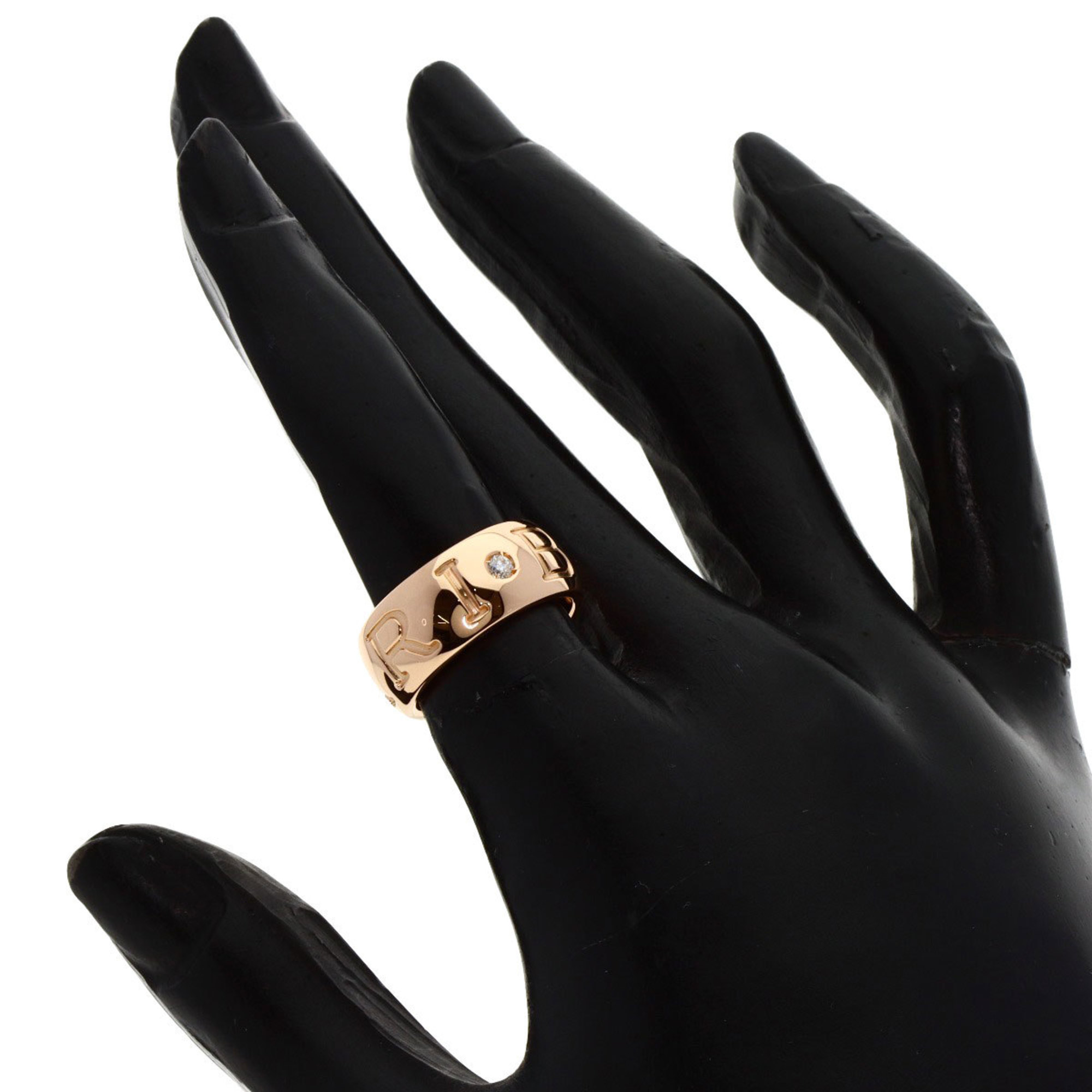 BVLGARI Mono Ring 1P Diamond #49 K18 Pink Gold Women's